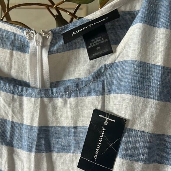 Ashley Stewart Striped Blue and White Jumpsuit sleeveless  size 18 - Picture 4 of 8